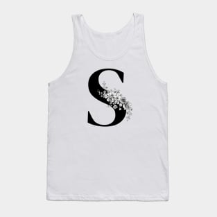 S alphabet Botanical cherry blossom sakura flowers Tank Top